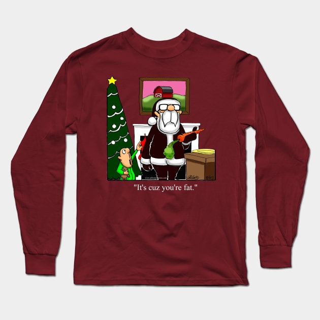 Funny Spectickles Christmas Santa Cartoon Long Sleeve T-Shirt by abbottcartoons